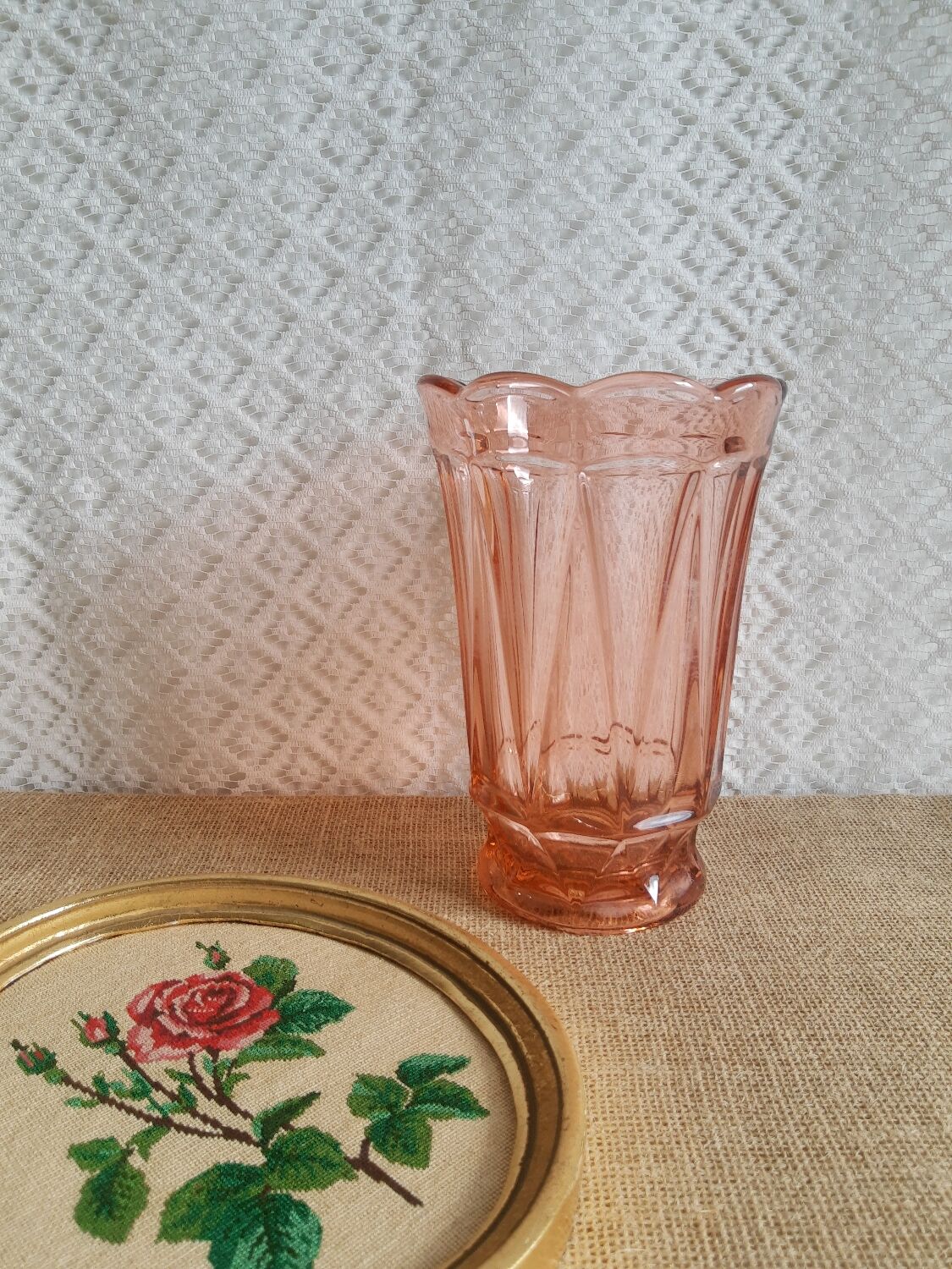 Vintage rosaline pink glass vase