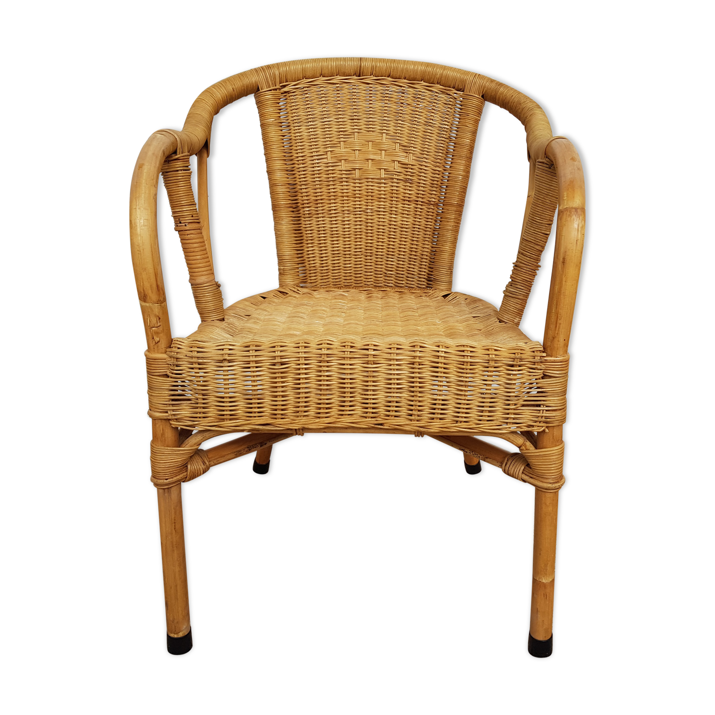 Old chair in Osier and Bamboo 60s