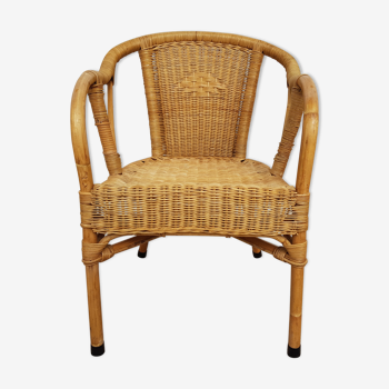 Fauteuil ancien en osier et bambou années 60