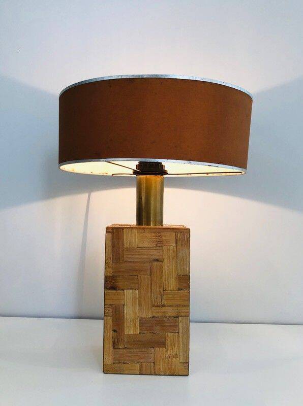 Straw marquetry lamp