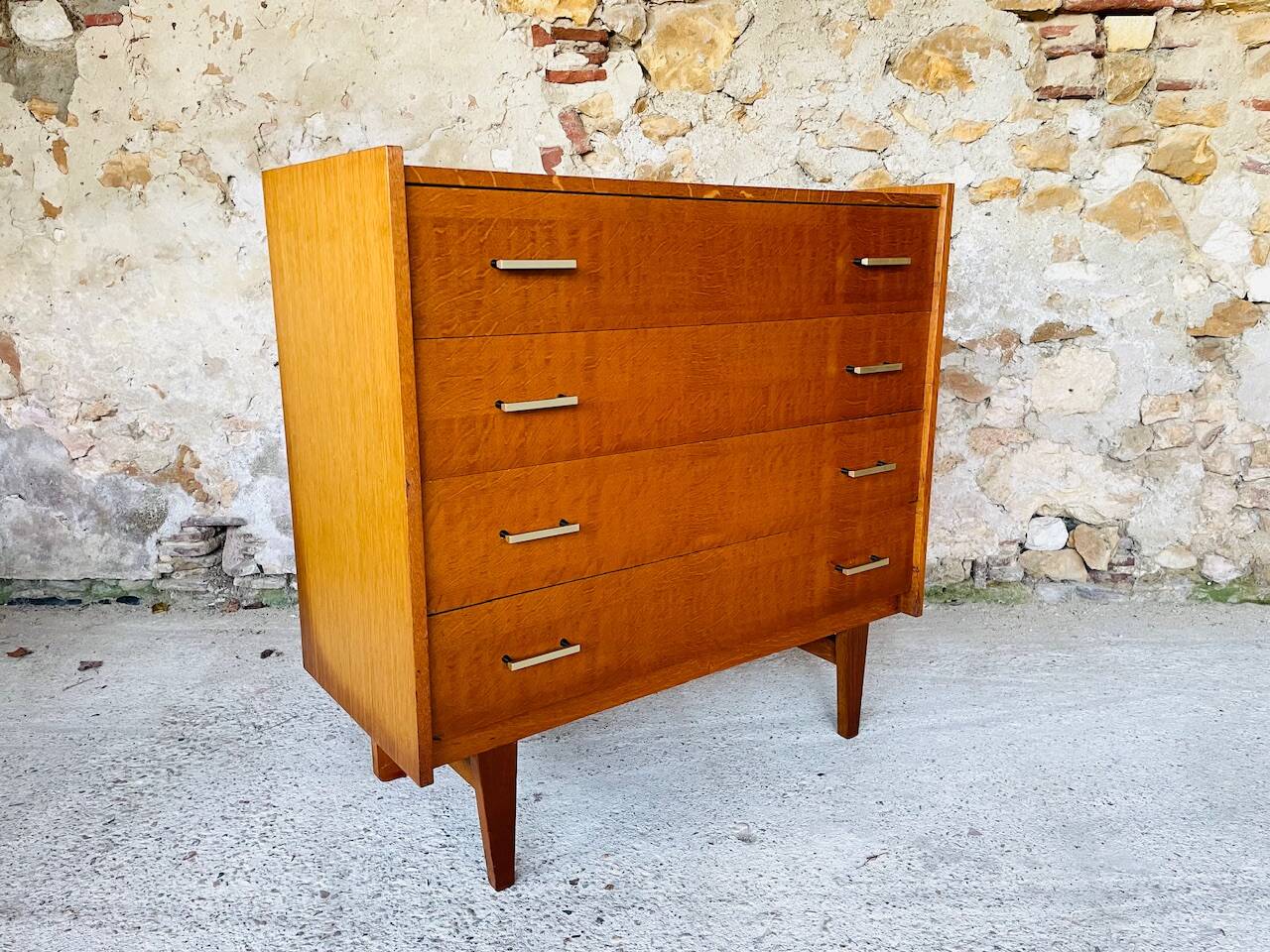 Vintage Scandinavian style oak chest of drawers circa 70's