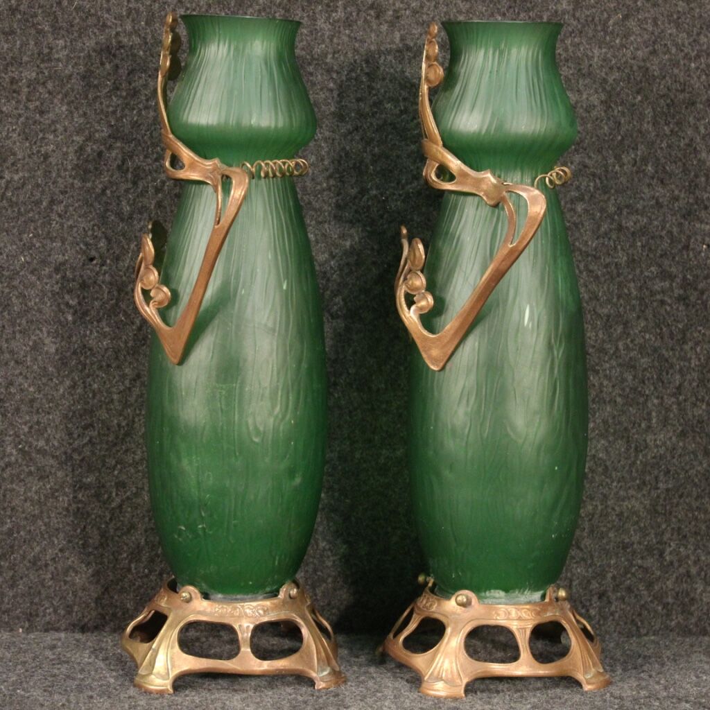 Pair of French glass vases in Art Nouveau style