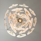 Lustre vintage en verre de murano par vistosi avec 27 disques / italie des années 60 / design italien de l'ère spatiale