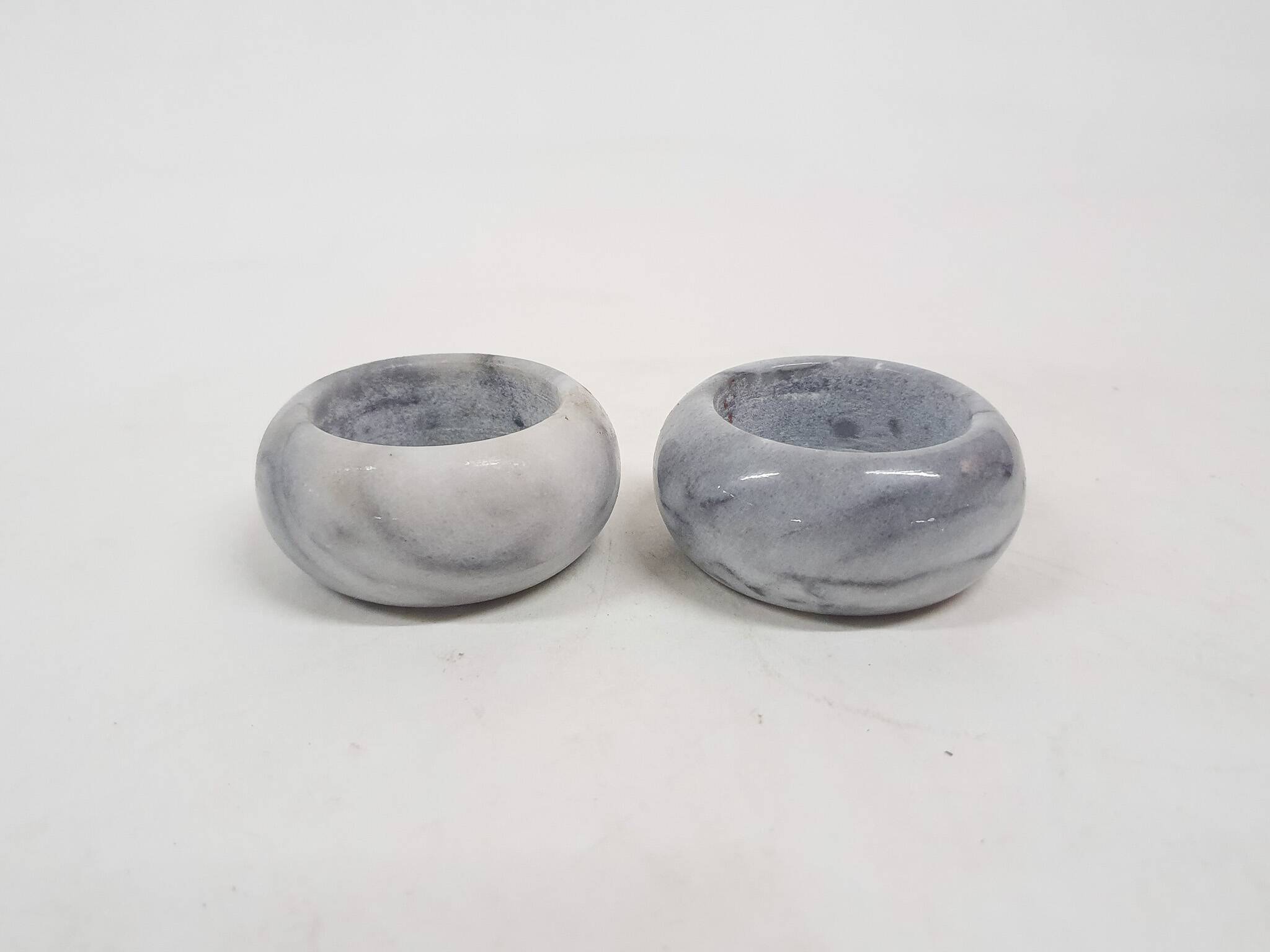 Set of two marble tea light holders, The Netherlands 1970's