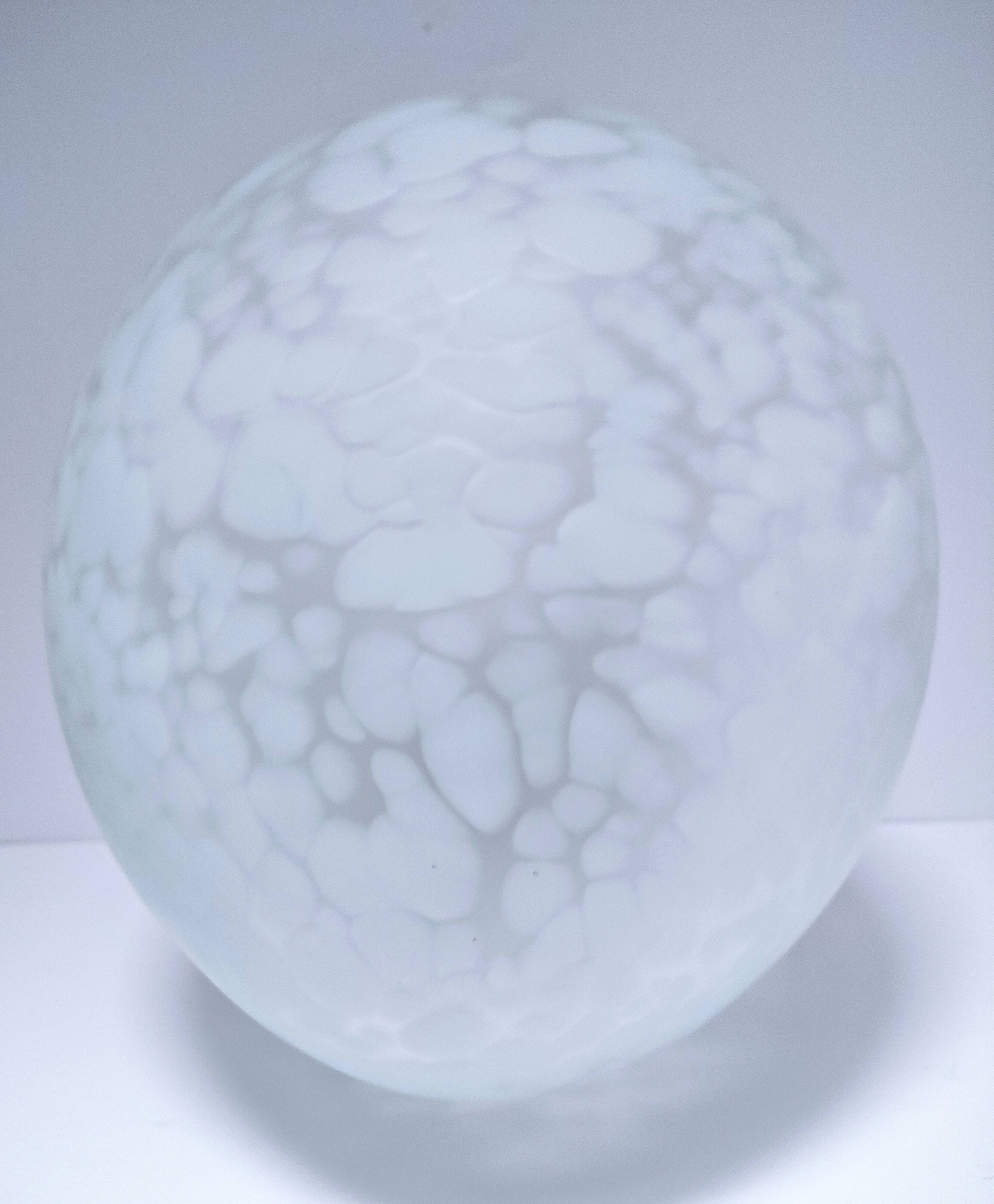 XL egg lamp white speckled glass design 70s H.37 cm