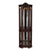 Corner Wine Cabinet with Glass Doors, Peach Blossom Wood Finish