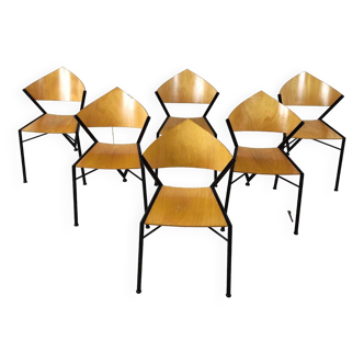 Chaises de salle à manger empilables post-modernes, années 1980