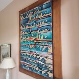 Acrylic paint and wood framing