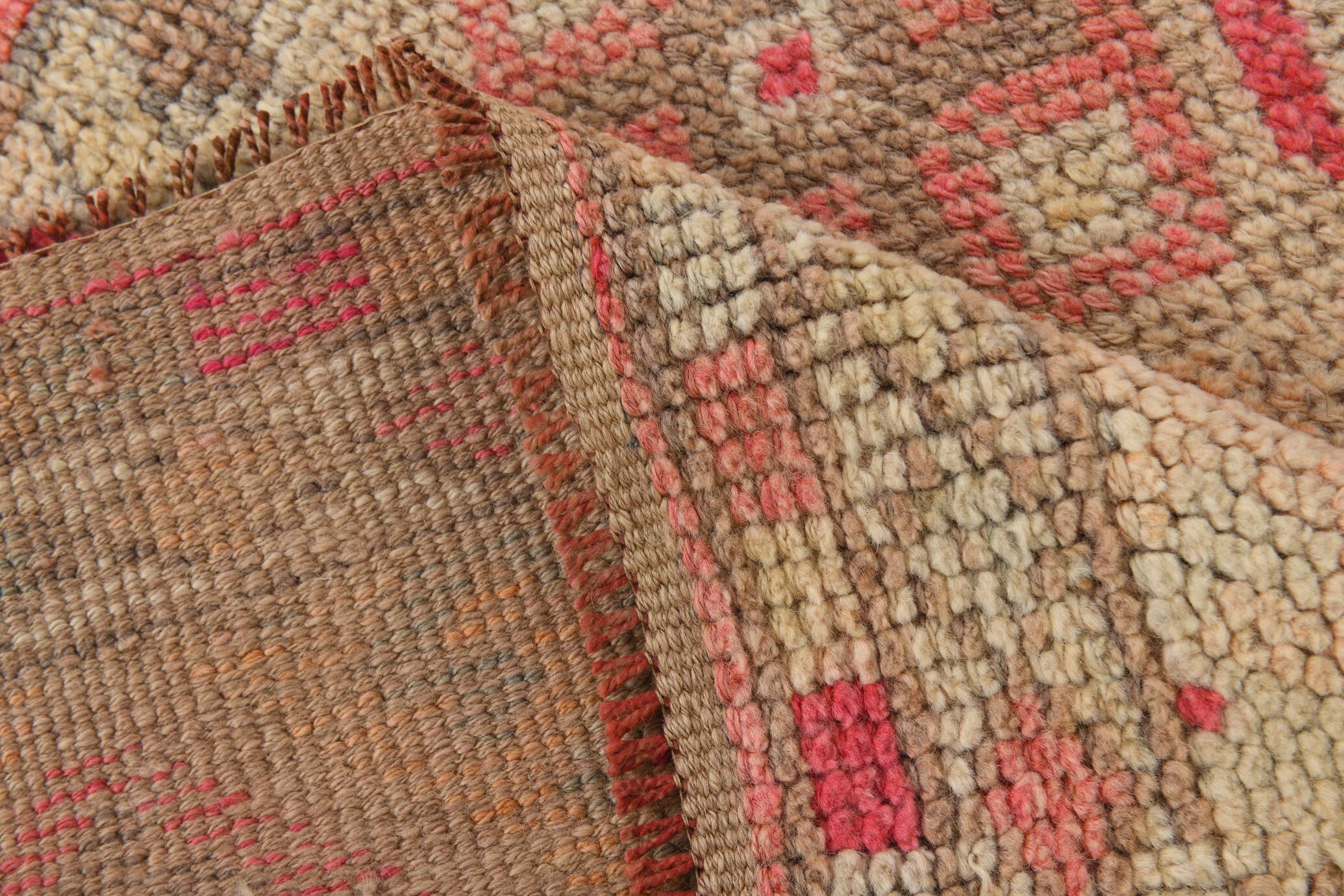 2x10 Red Pink Geometric Vintage Runner Rug,  75x315Cm