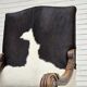 1950s, Danish highback armchair, genuine cowhide, oak wood.