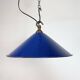 Industrial Blue Enamel Factory Pendant Lamp, 1950s