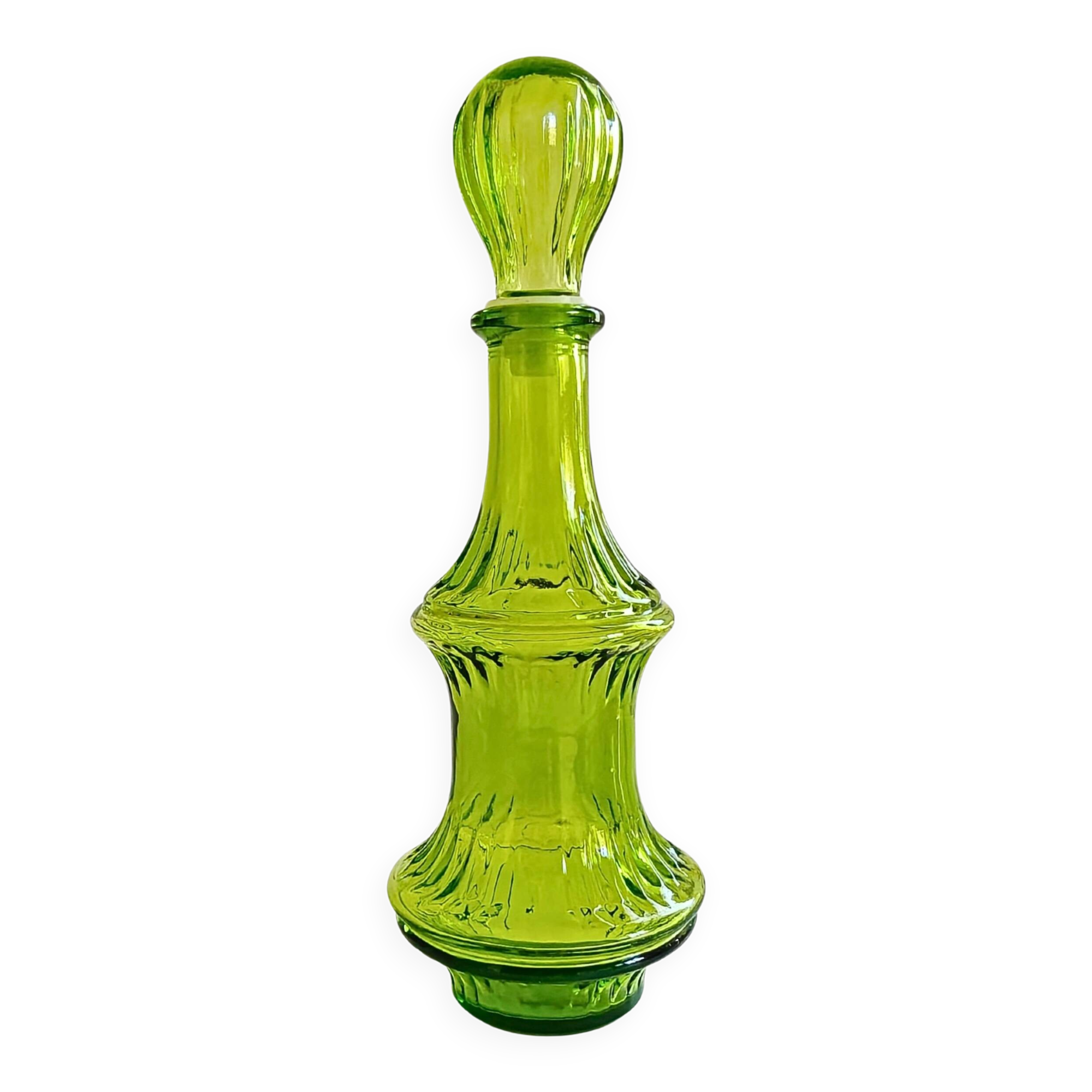 Bouteille Empoli Mid-Century en verre vert
