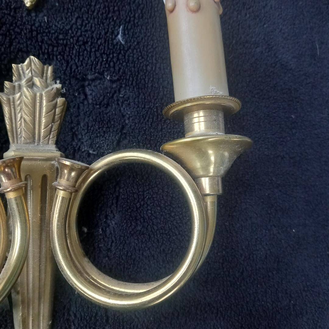 4 Empire style wall lights with hunting horns