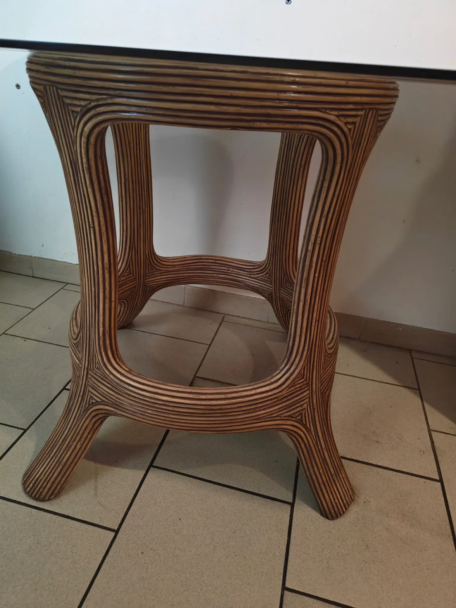 Old table in tinted glass
