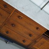 Large Antique Art Deco German Oak & Marble Chocolate Shop Counter, 1920s