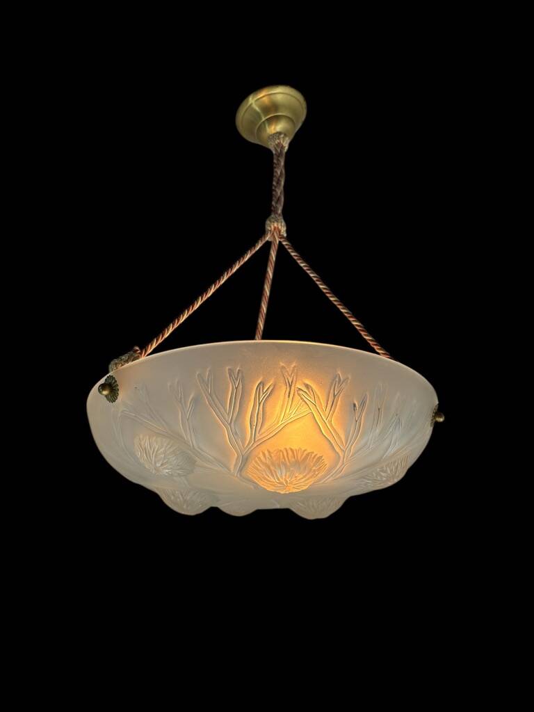 Sabino art deco basin ceiling light signed 1930 France