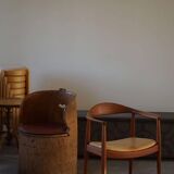 Hans J. Wegner, Teak and leather armchair, model "The Chair" JH501, 1950s