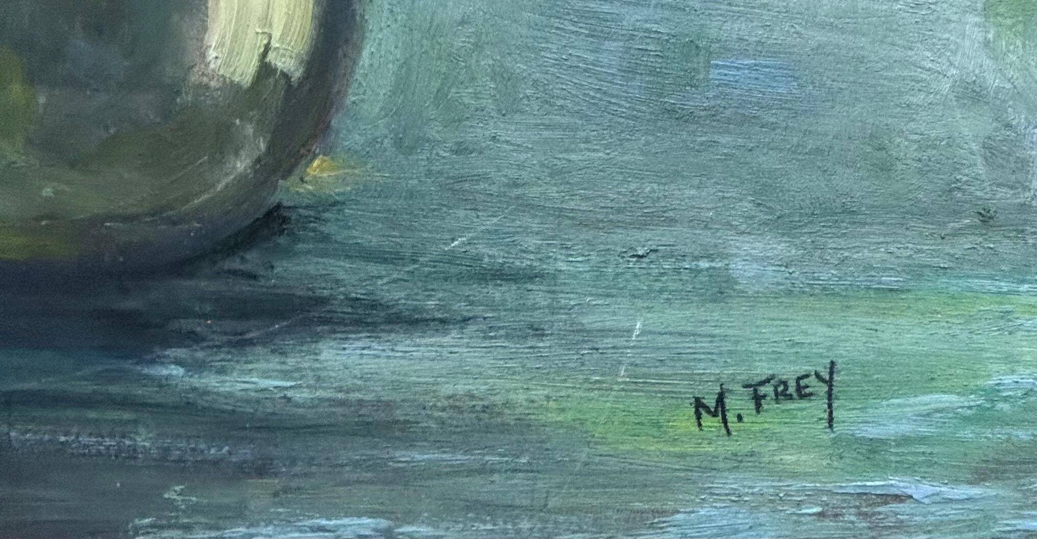 1950s Vintage French Floral Oil Painting • Impressionist Bouquet in Vase