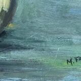 1950s Vintage French Floral Oil Painting • Impressionist Bouquet in Vase