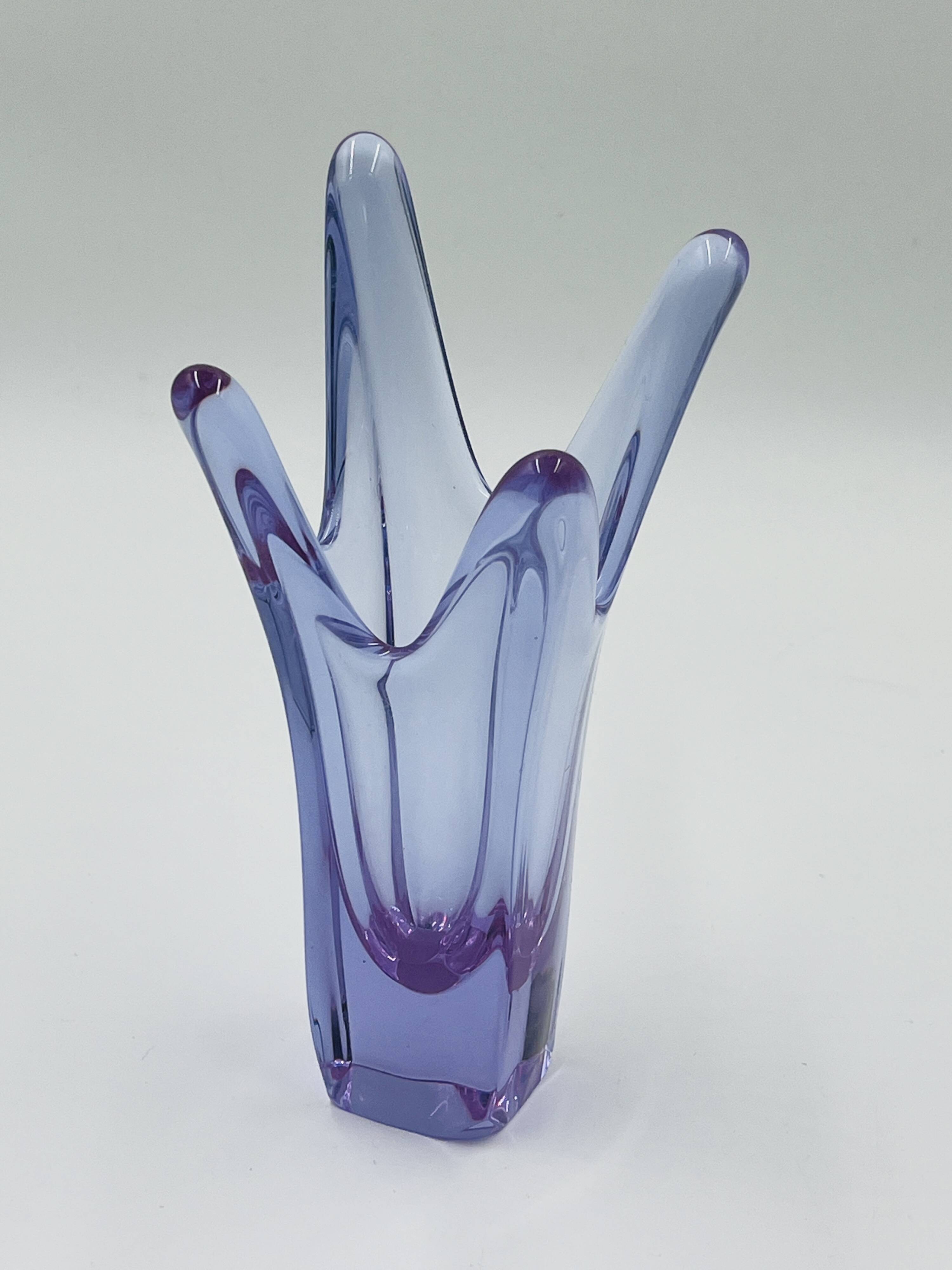 Vintage Murano Crystal Finger Vase Purple