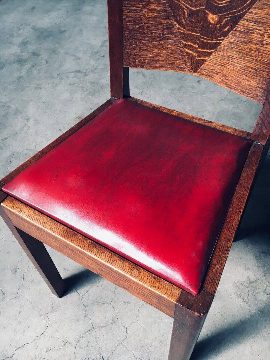 Art Deco Dining Chair Set, Belgium, 1920s, Set of 4