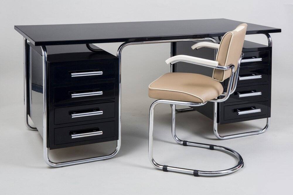 Bauhaus Writing Desk in Chrome by M. Breuer for Thonet, Czech, 1930s