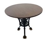 Table bistrot ronde française vintage avec cadre en fonte