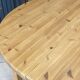 Round table 117cm extendable with a solid pine extension, vintage from the 1970s.