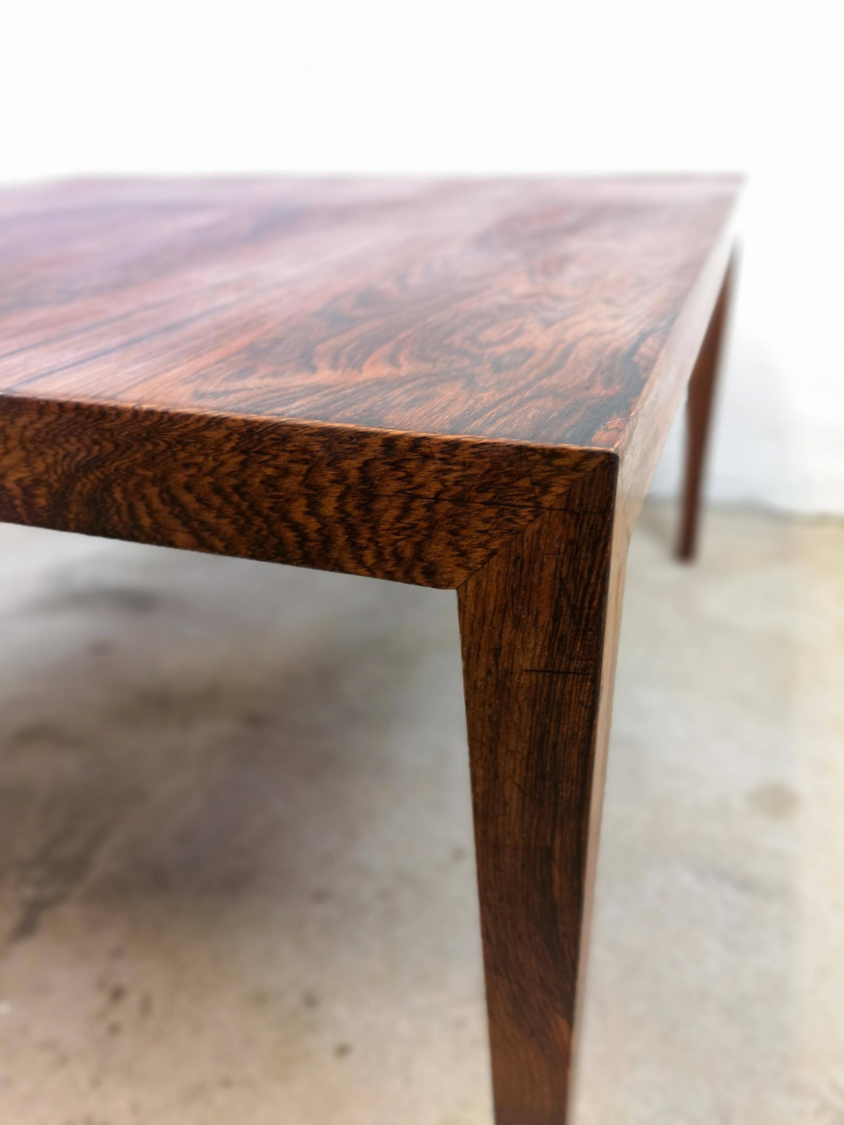 Large rosewood coffee table mid-century, Severin Hansen Denmark.