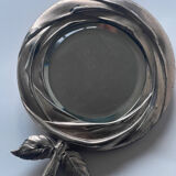 Hand-facing flower mirror in silver bronze 14x28cm