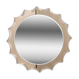 Postmodern sun shaped bronze wall mirror, italy