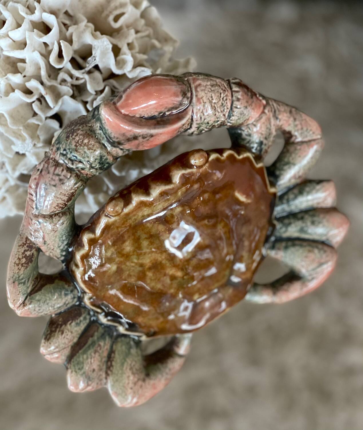 Glazed ceramic crab
