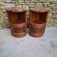 Corner bedside tables, in walnut
