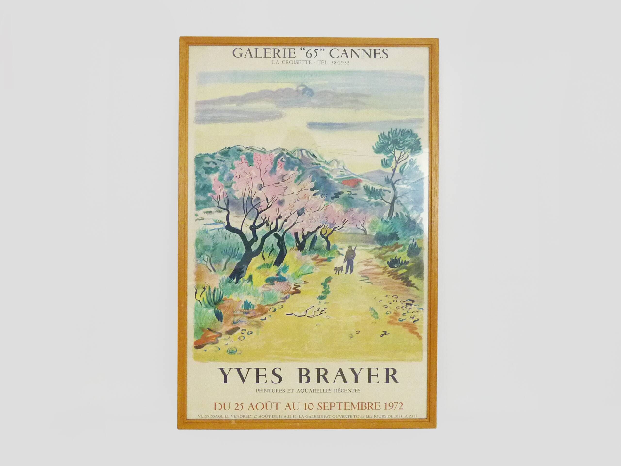 Original lithographic poster Galerie 65 - La Croisette Cannes By Yves Brayer 1972
