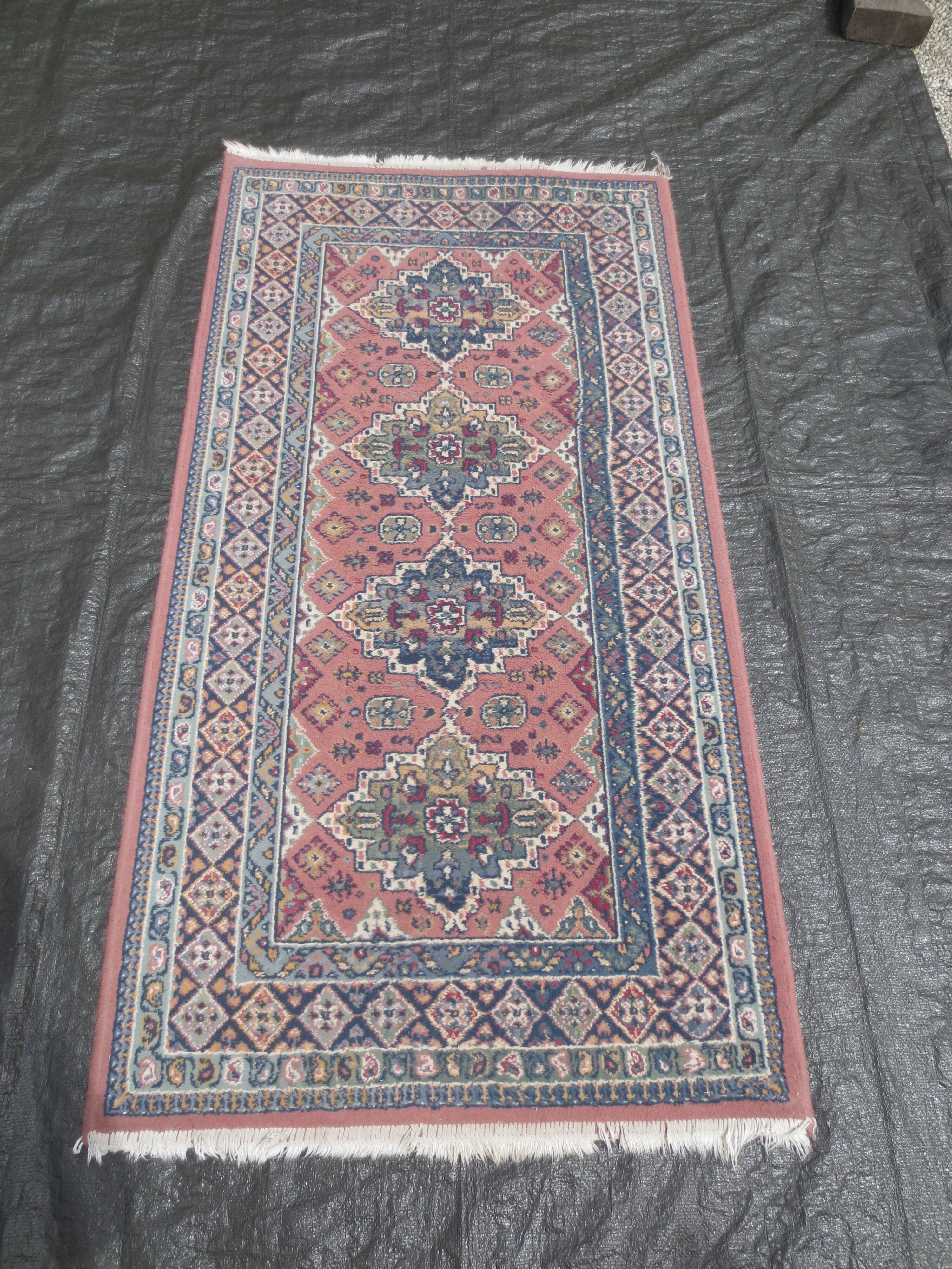 small versatile cotton carpet, oriental décor red blue brick color 155cm X 78 cm