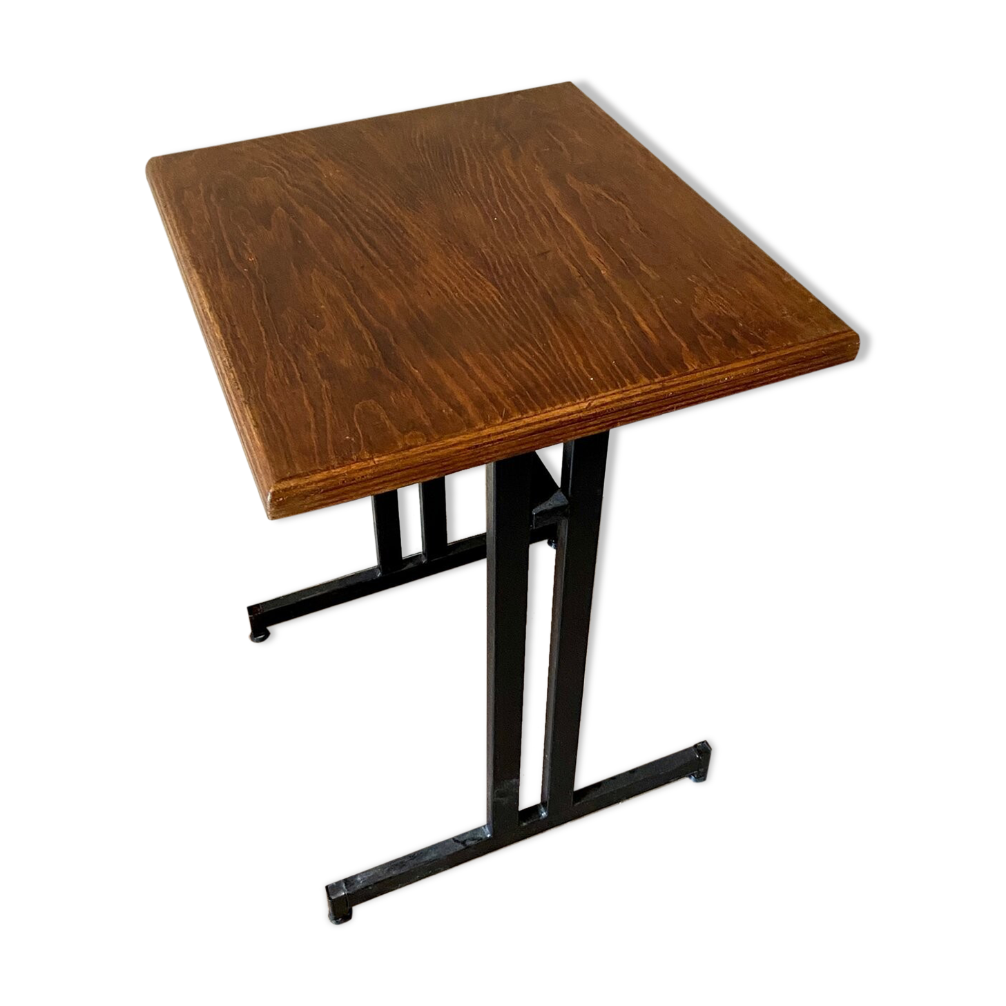 Bistro table in dark wood and black metal 55 x 50 cm