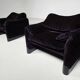 Maralunga lounge chairs in purple velvet by Vico Magistretti for Cassina, 1970.