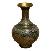 Antique vase with cloisonné enamel in brass