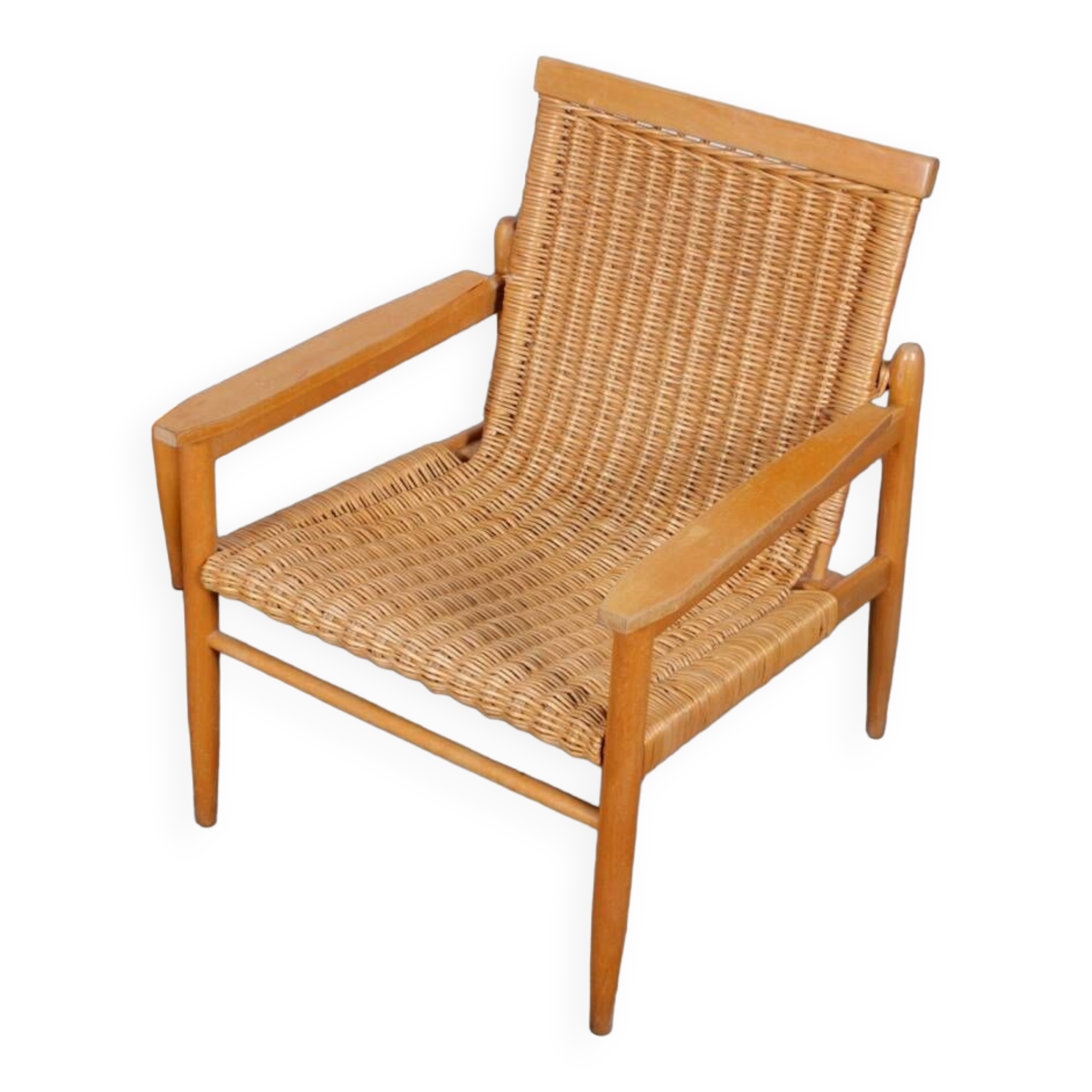 Pair of vintage wicker armchairs produced by Uluv, 1960