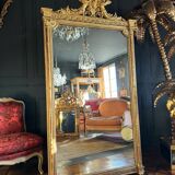 Miroir de cheminée d’époque napoléon iii en bois doré à décor de putti - xixe