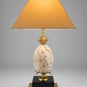 Ostrich egg lamp in travertine