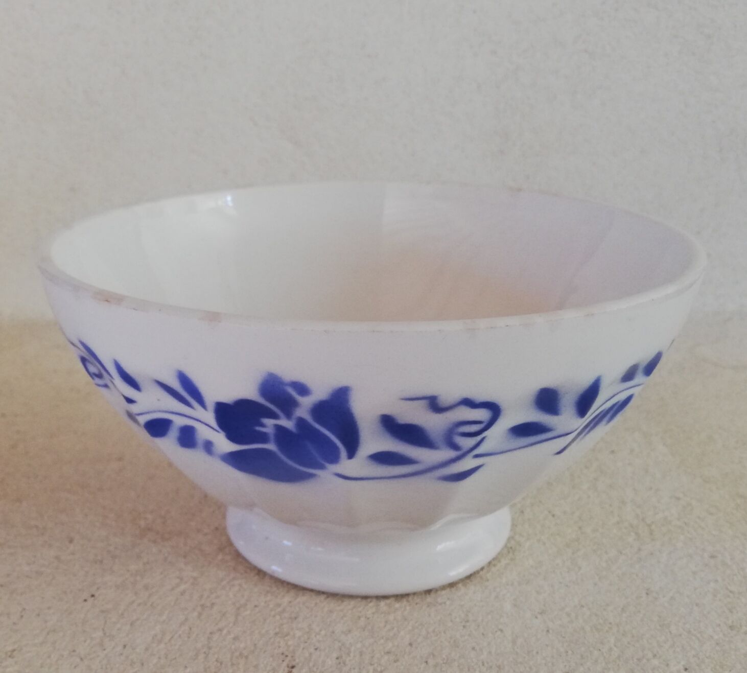 Old faceted iron earth bowl