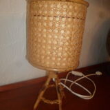 Wicker rattan bedside lamp 1960