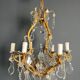 Louis XV style bronze chandelier with crystals and 6 lights
