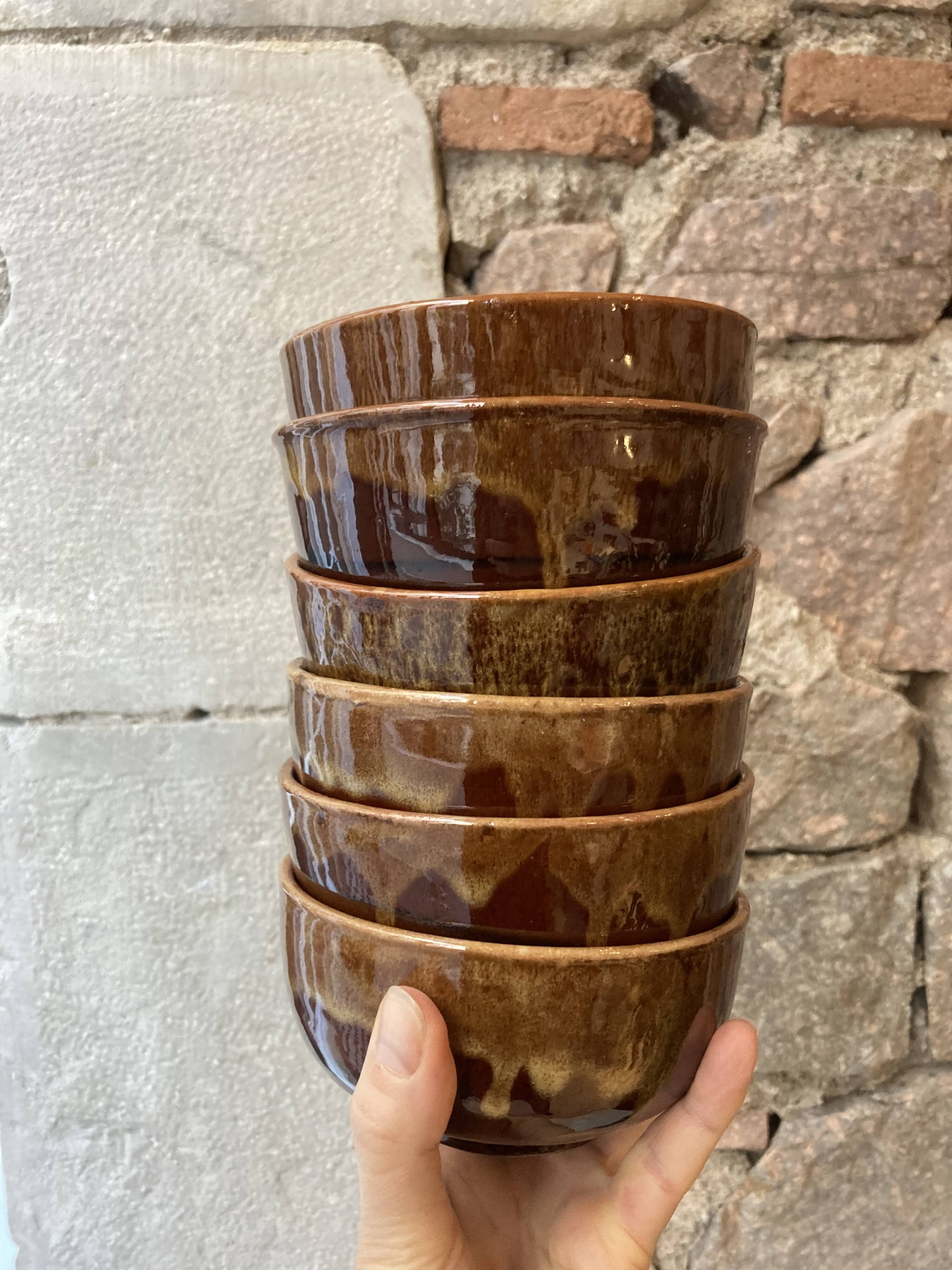 Set of 6 glazed earthenware bowls