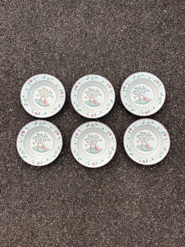 Lot de 6 assiettes creuses 1981 sampler Villeroy et Boch