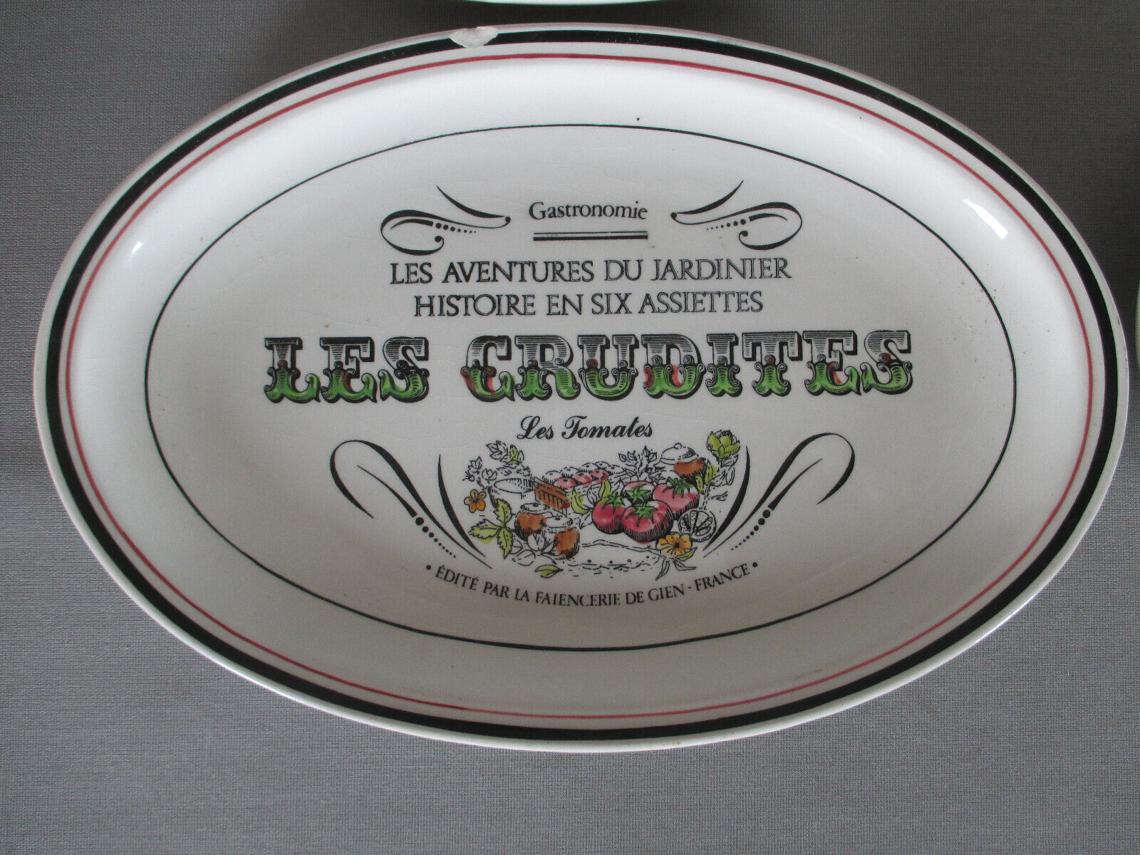6 plates Gien raw vegetables the adventures of the gardener the collector