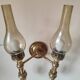 2-light wall light in brass and glass tulips