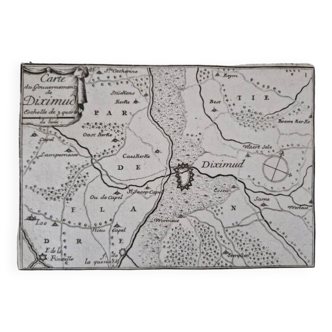 17th century copper engraving "Map of the government of Diximud" By Pontault de Beaulieu