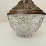 Vintage chiseled glass and tin candy box